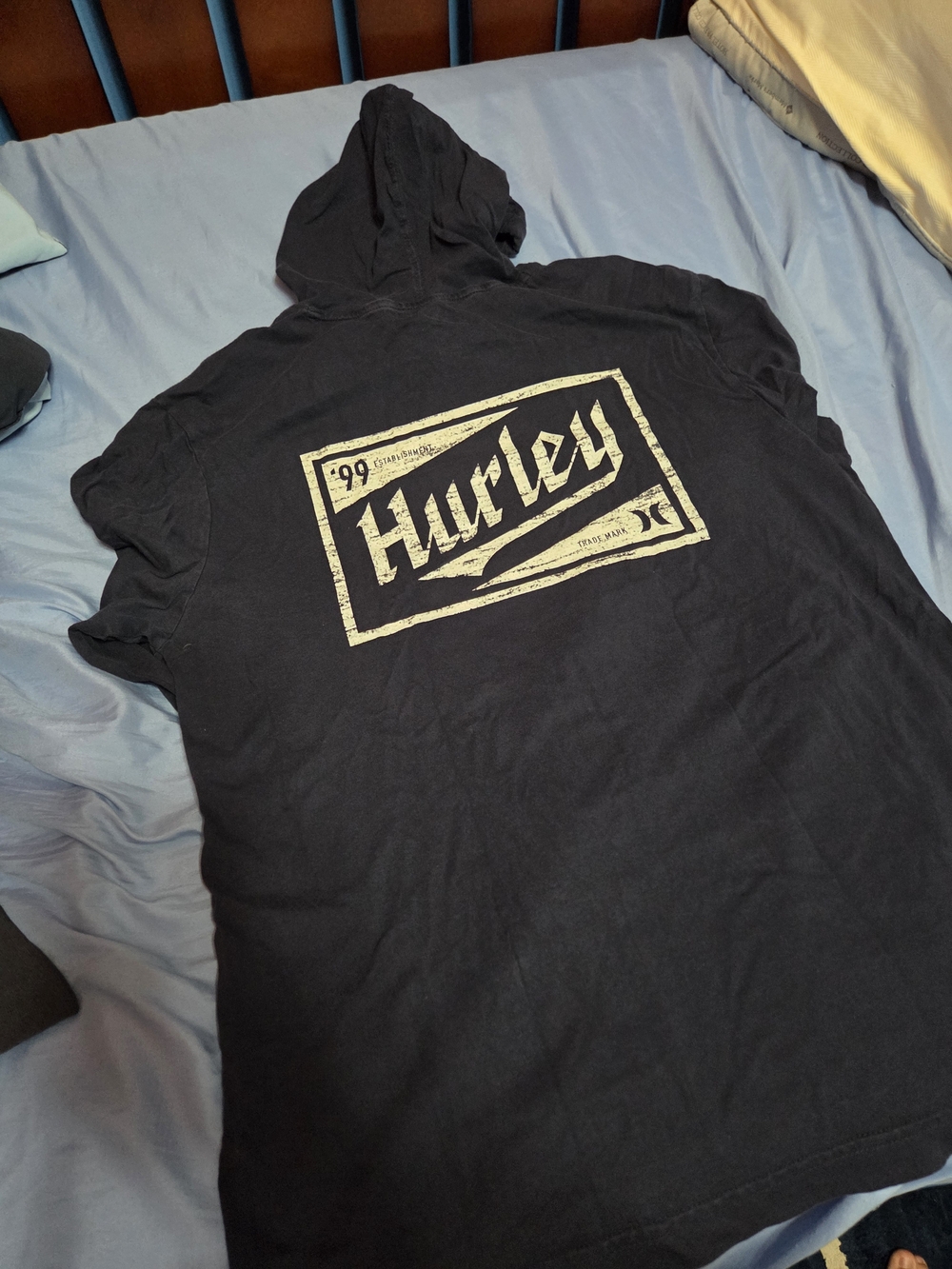 Hurley Navy Vintage Lightweight Graphic Longsleeved Hoodie Tee Size Men's Large
